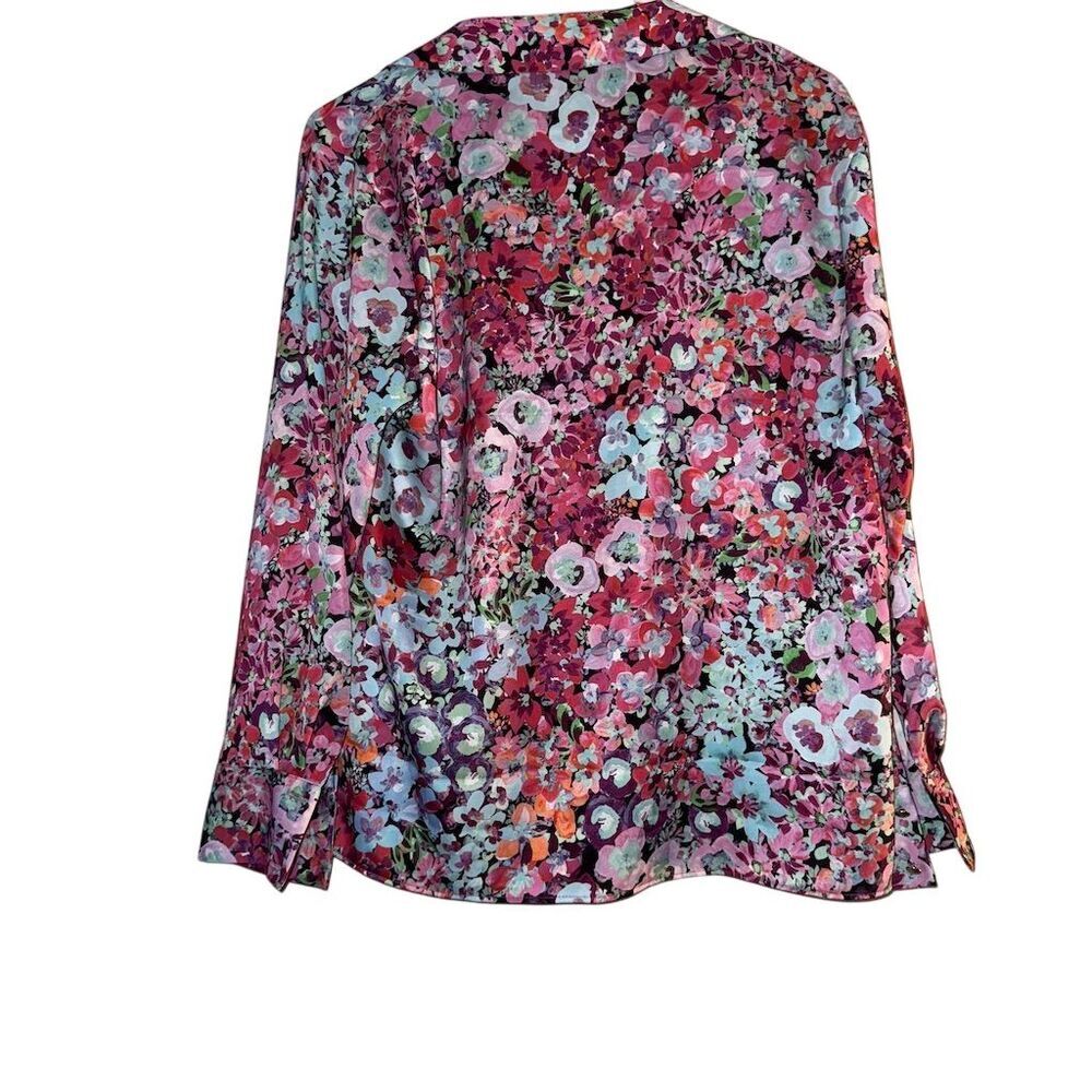 Zara Women's Floral Print Satin Blouse Multicolor Size M Casual - Picture 2 of 8